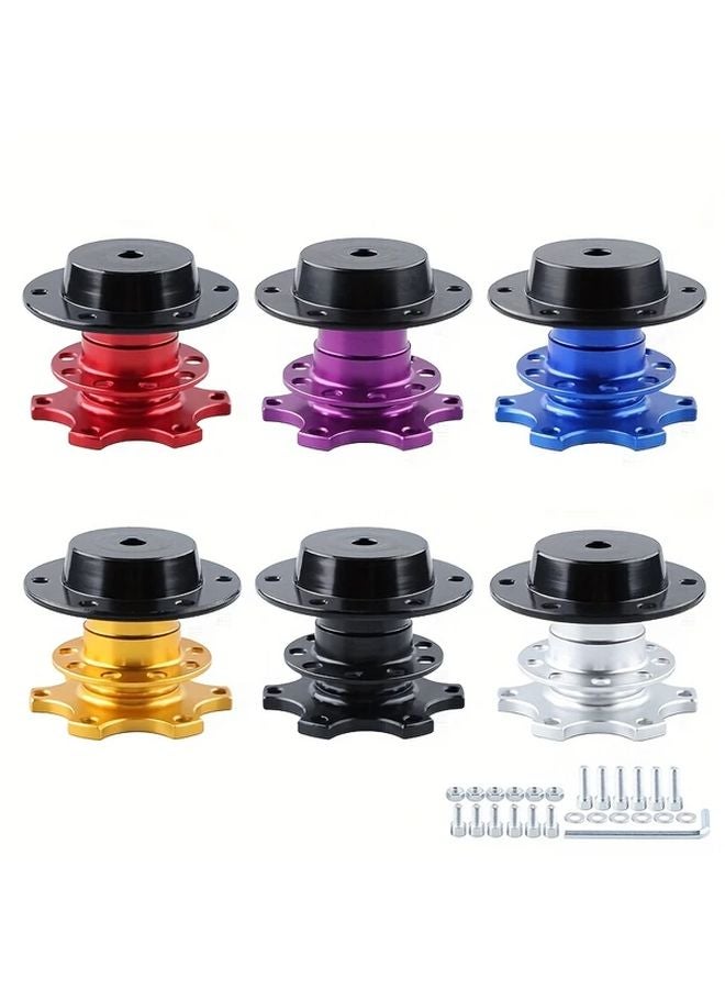 Yellow Universal Car Quick Release Steering Wheel Kit 6 Hole Hub Adapter Anti Theft Heightening Plate - Image 3